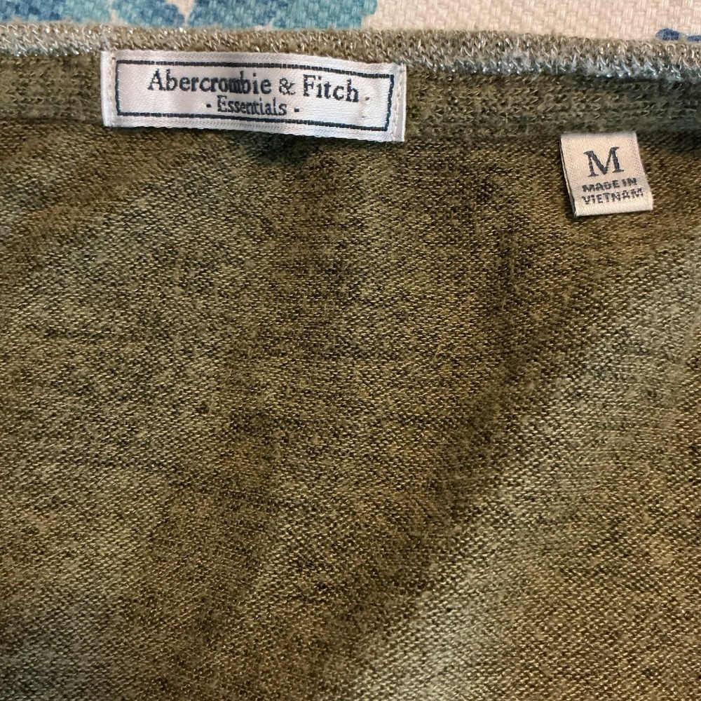 Abercrombie & Fitch Long Sleeve T Shirt Womens Med Scoop Neck Olive Green Jersey - Picture 5 of 6